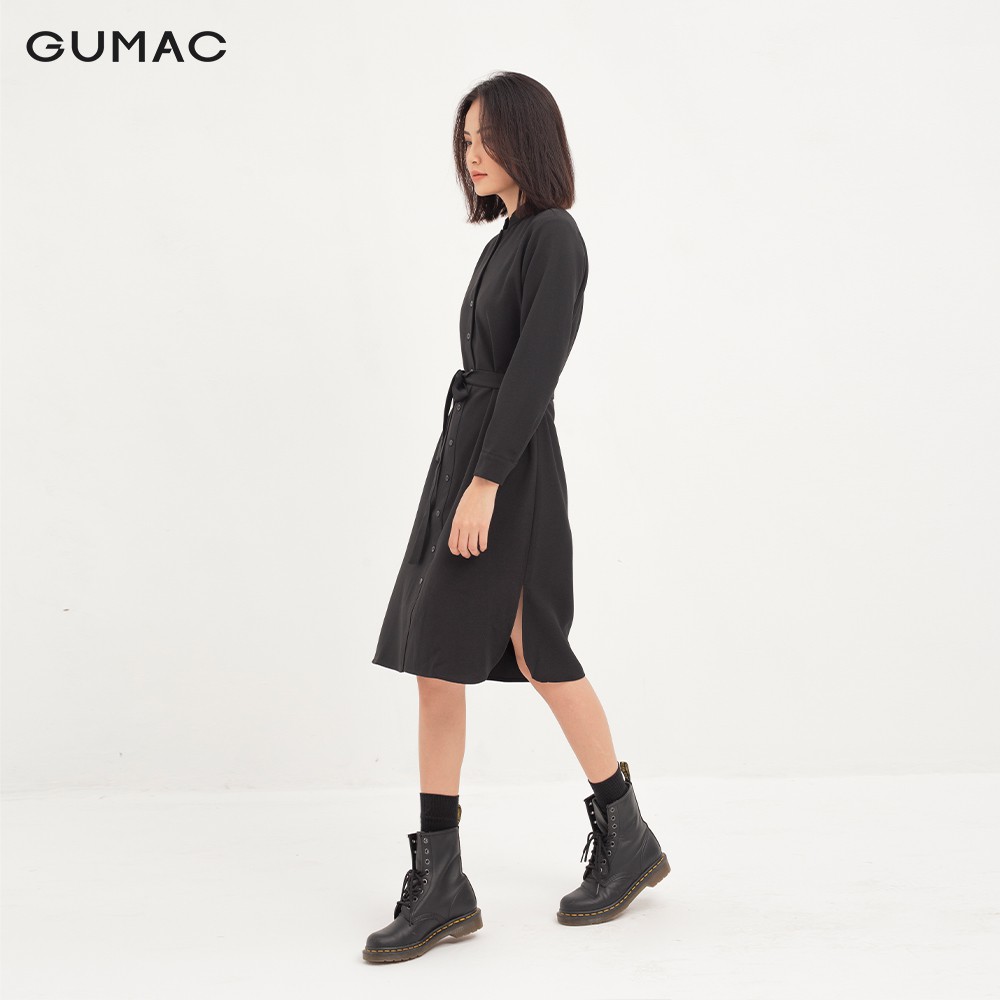 [Mã WABRGULUV giảm tới 100K đơn 249K] Đầm sơ mi nữ GUMAC cổ trụ, thiết kế công sở màu đen đủ size DA1241 | BigBuy360 - bigbuy360.vn