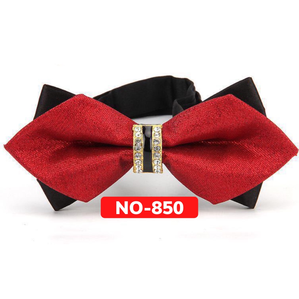 Nơ cài cổ áo Nam màu đỏ đính đá thời trang dành cho chú rể, dự tiệc, chụp ảnh NO-850