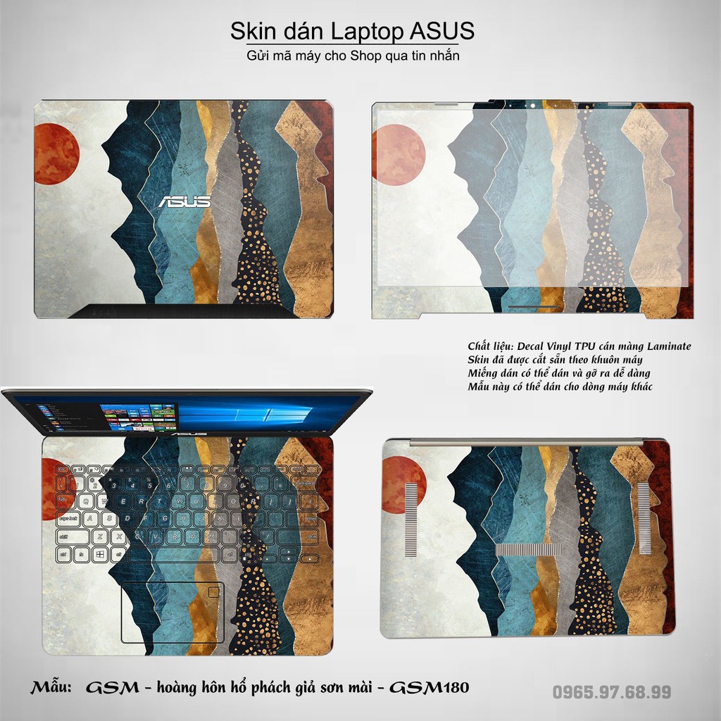 Skin dán Laptop Asus in hình sơn mài (inbox mã máy cho Shop)