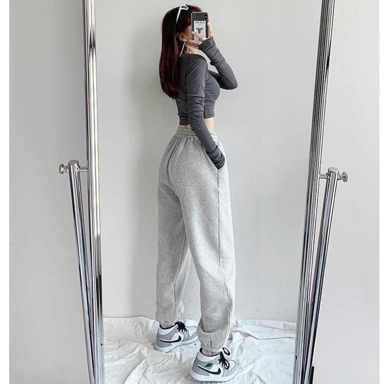 Quần Jogger Nữ Dài ❤️ Quần Ống Rộng Bigsize - Jogger Thể Thao ❤️ Phong Cách Ulzzang Bo Gấu Chất Thun Da Cá Thoáng Mát
