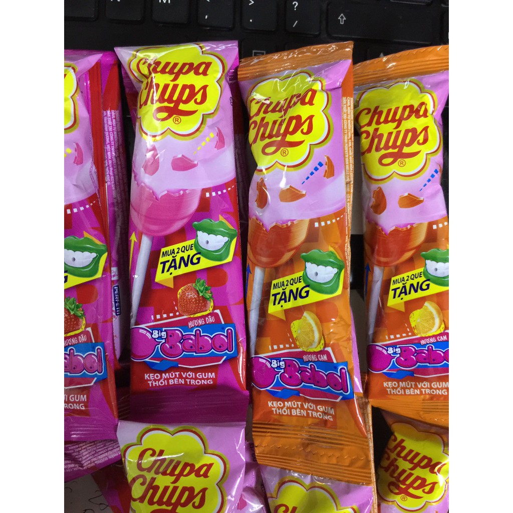 COMBO 4 KẸO MÚT CHUPA CHUPS VỚI GUM THỔI BÊN TRONG