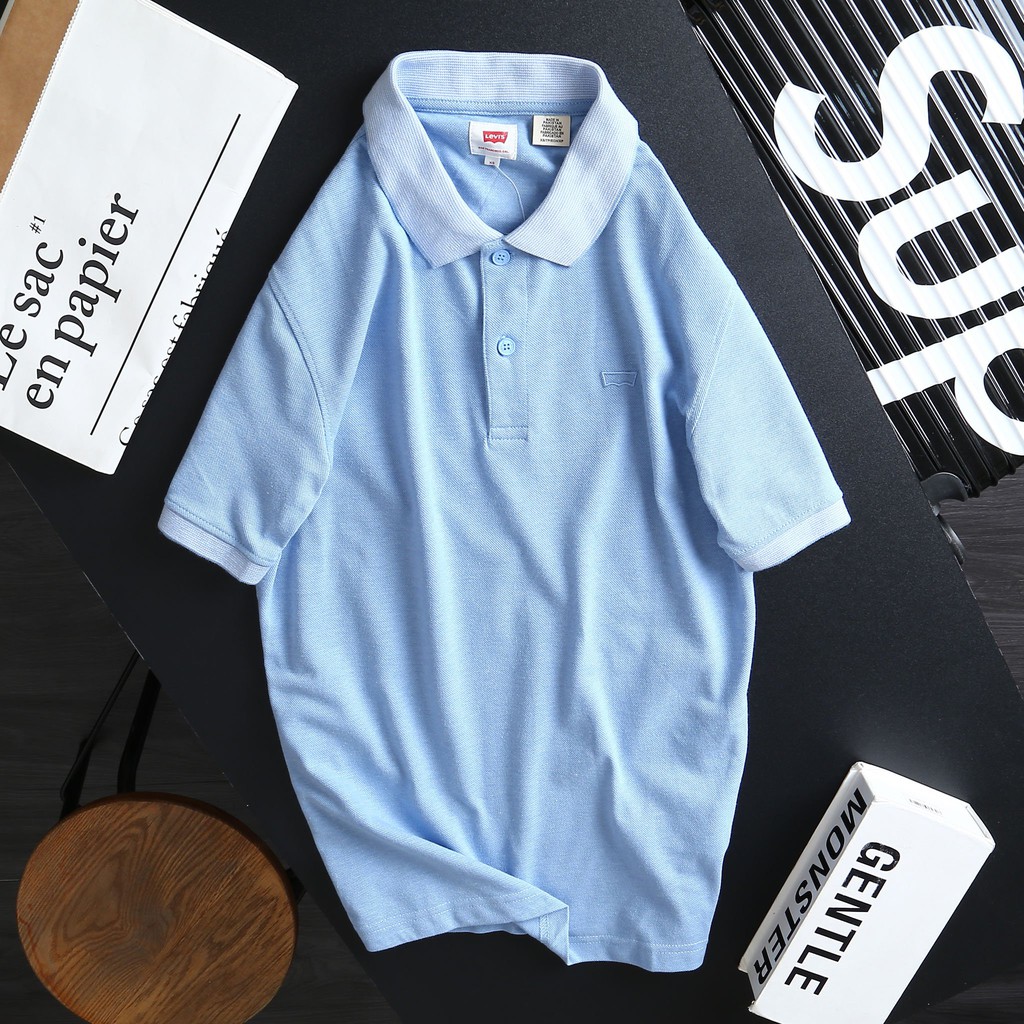 Áo thun nam Polo LEVIS trơn logo thêu hàng xuất xịn 4 màu