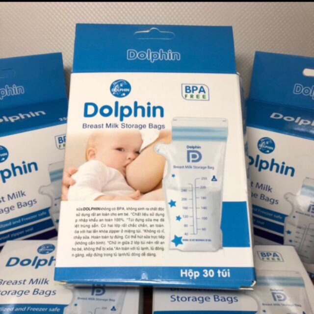 Túi trữ sữa dolphin hộp 30 túi 250ml