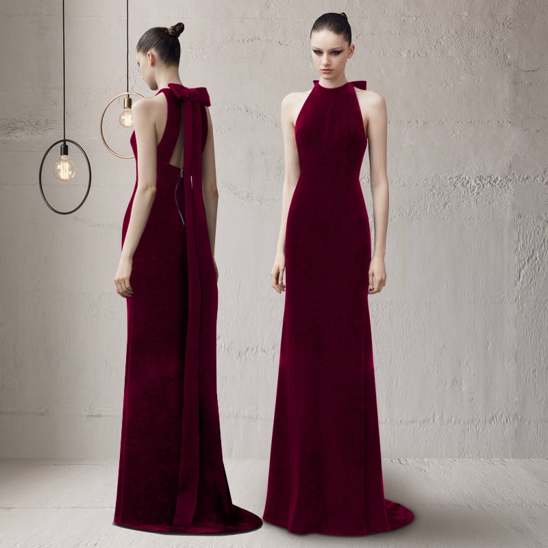 Tiệc dạ hội cô dâu phong cách mới cưới nữ đính hôn đuôi cá mỏng bánh mì nướng váy chủ nhà mẫu trình diễn đầm
