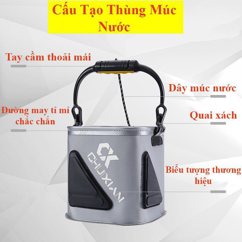 Thùng múc nước,đựng cá CHIXUAN cao cấp gấp gọn tiện dụng