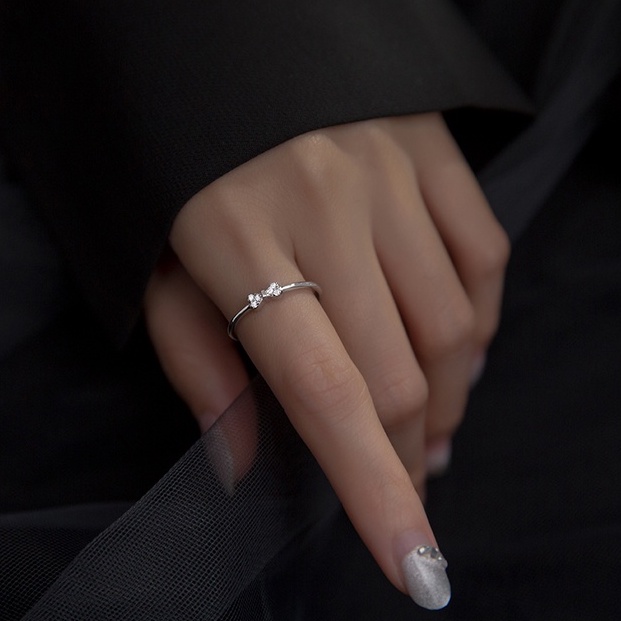 Nhẫn bạc nhẫn nữ bạc s9325 mặt nơ đính đá Cá jewelry NB148