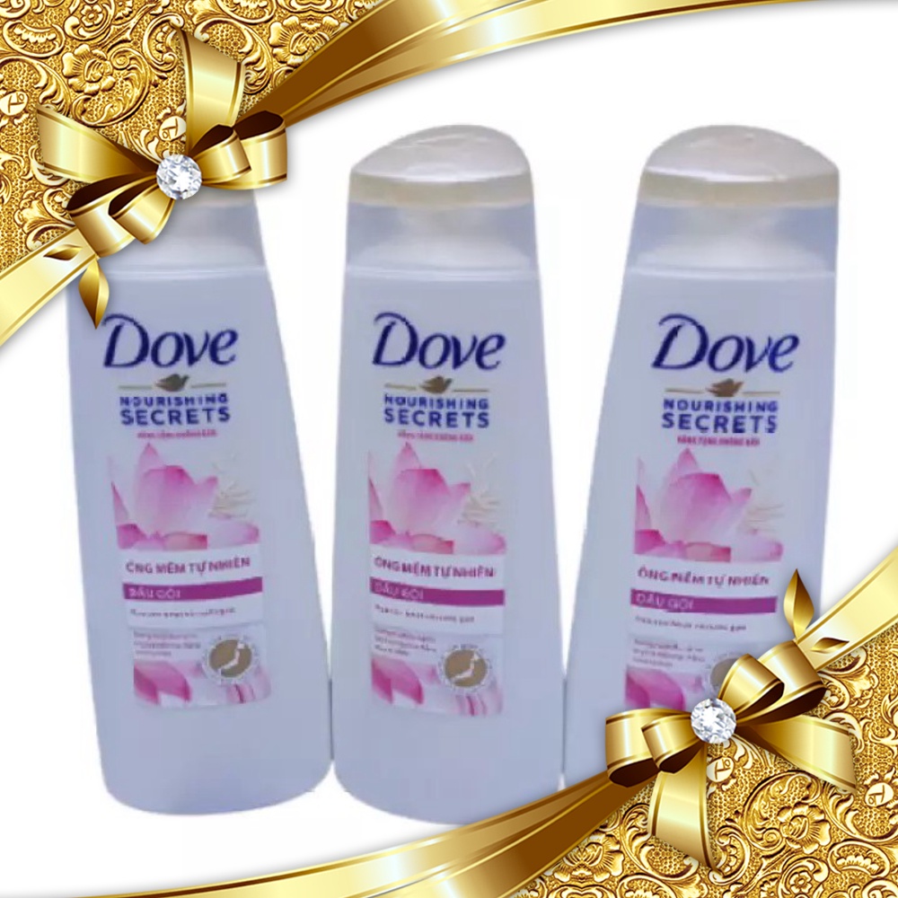 Combo 3 chai Dầu gội Dove hoa sen dưỡng tóc mềm mượt óng ả 70ml/chai