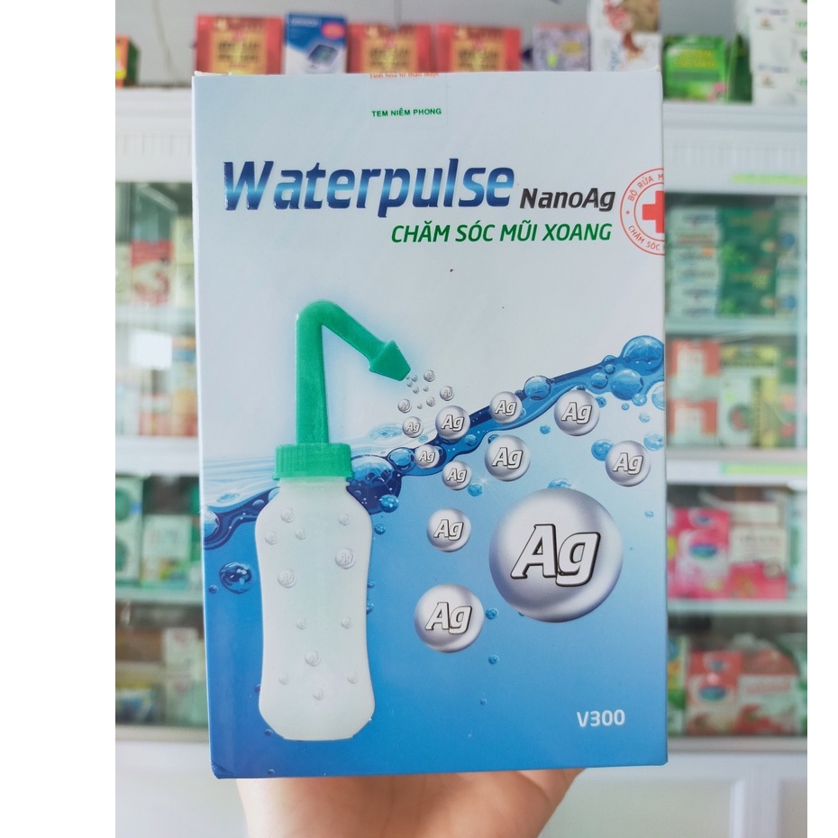 Bình rửa mũi Waterpulse cho bé và người lớn - Rửa sạch vệ sinh mũi xoang từ muối biển tinh khiết có thêm Nano bạc 5.0 10