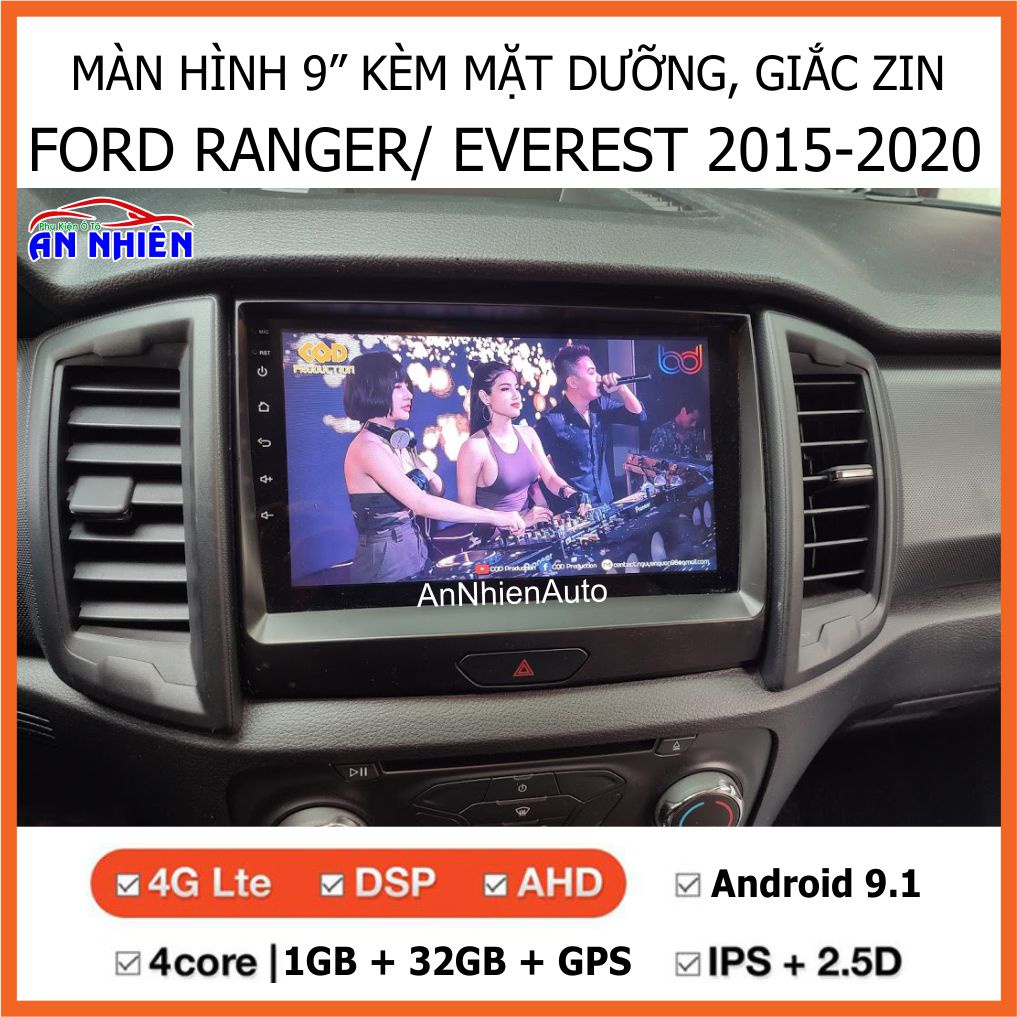 Màn Hình Android 9 inch Cho Xe RANGER/ EVEREST 2020 - Đầu DVD Android Kèm Mặt Dưỡng Giắc Zin Canbus Cho FORD RANGER