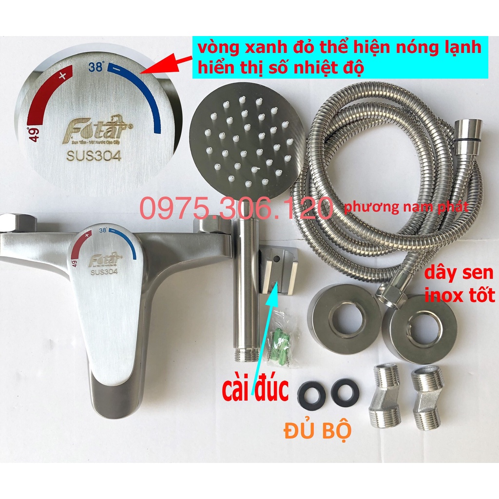 [HÀNG A1 có vòng xanh đỏ] Bộ Củ Sen Tắm NÓNG LẠNH và Tay Sen và Dây 100%  INOX 304 N2002 Fotar, lõi nước tốt hàng đẹp