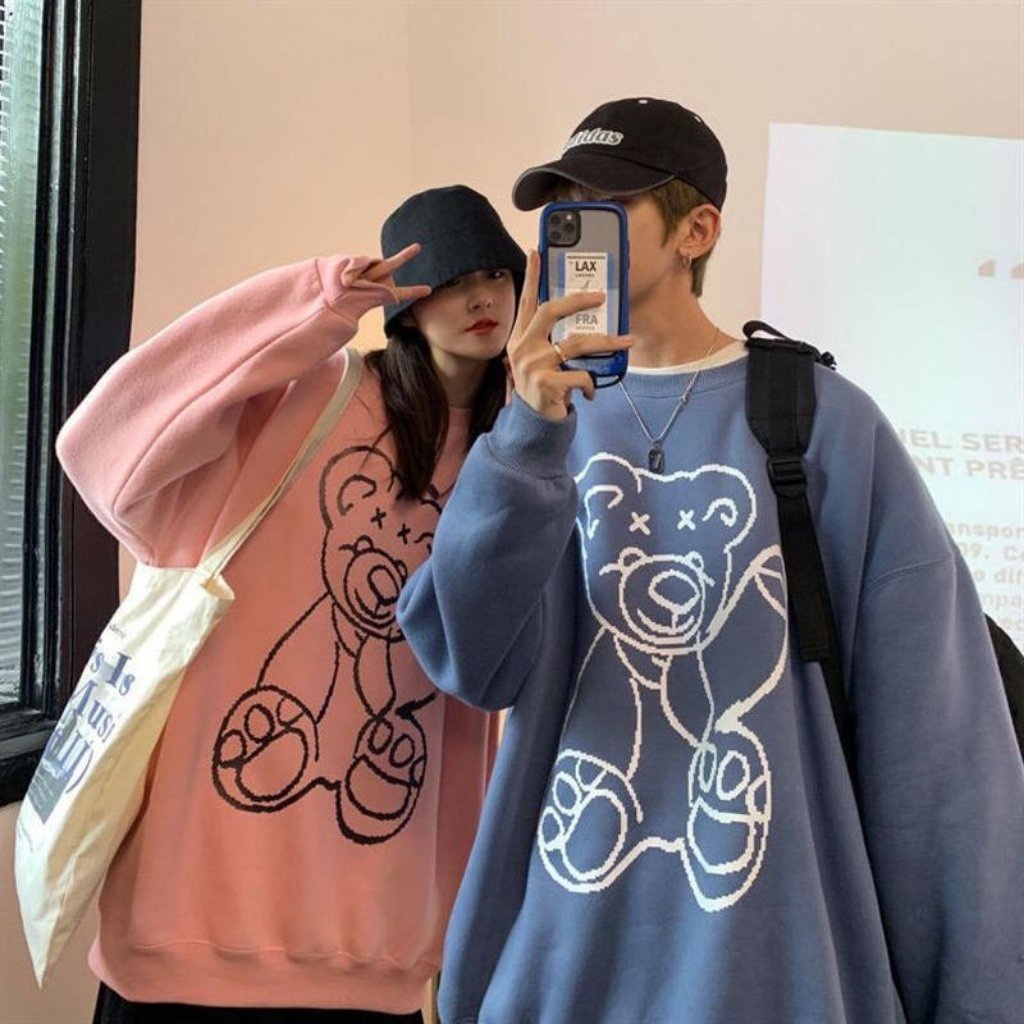 Áo sweater nỉ unisex form rộng hoodie street style nam nữ ulzzang hottrend AKN20 LECHAU hình in gấu phản quang cực chất | BigBuy360 - bigbuy360.vn