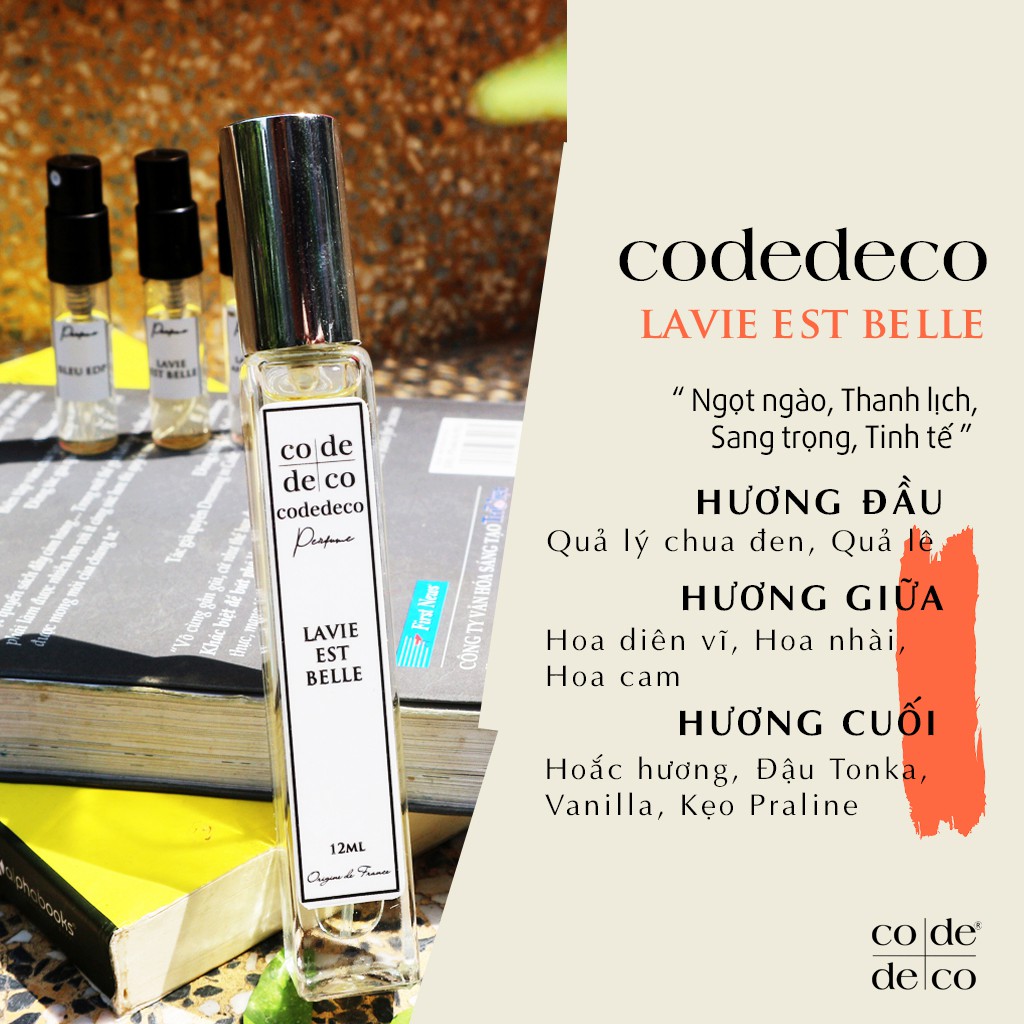 Tinh Dầu Nước Hoa Code Deco La Vie est Belle L'Éclat L'Eau de Toilette 2ml, Ngọt Ngào, Thơm Mát