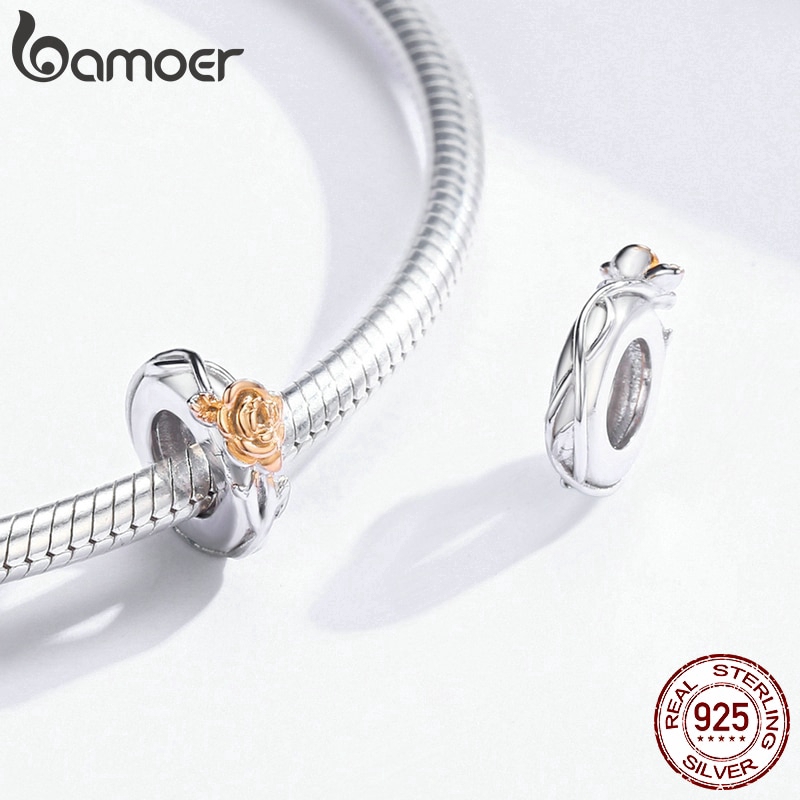 BAMOER Phụ Kiện Trang Sức Bạc 925 Hình Hoa Hồng 3mm DIY BSC146