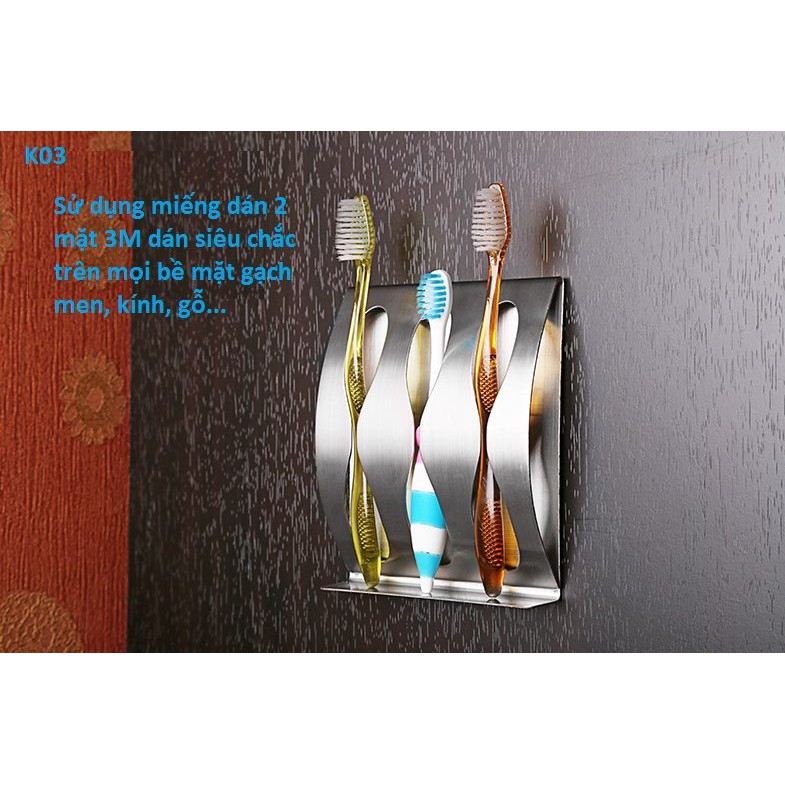 Gá để bán trải, dao cạo inox dán cường lực 3M