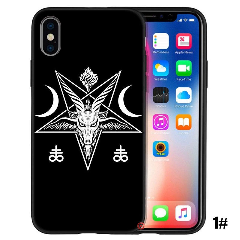 Ốp Điện Thoại Họa Tiết Đầu Lâu Và Đầu Dê Satan Cho iPhone 12 13 Pro X XS Max Mini EE28