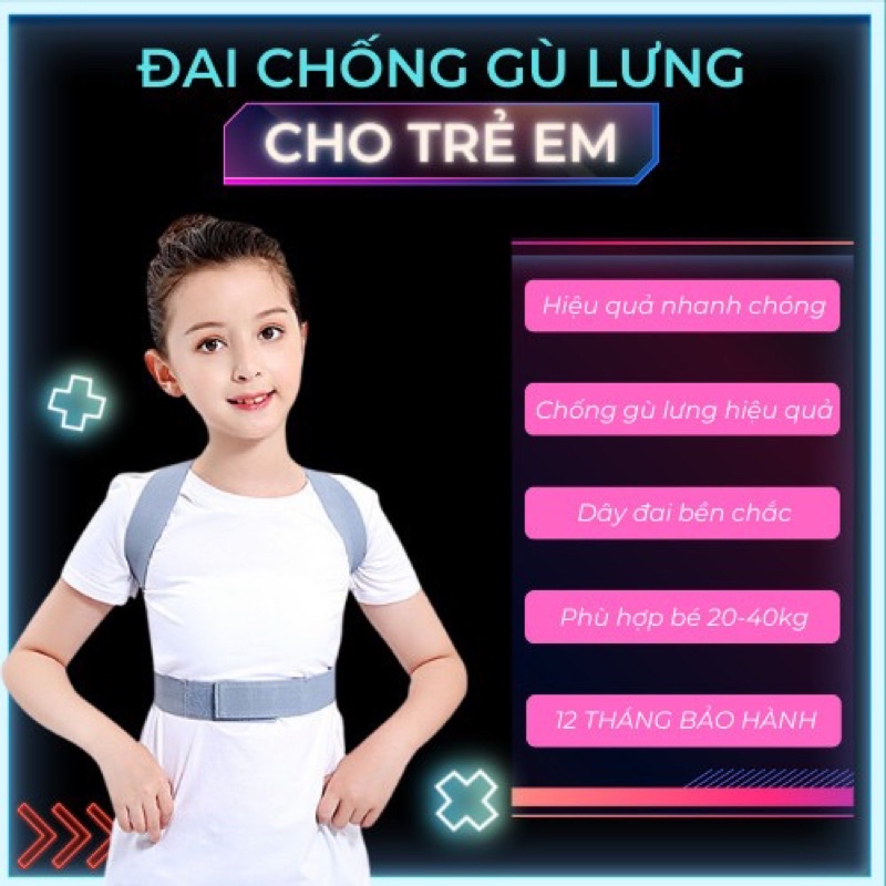 Đai chống gù lưng cho trẻ em hiệu quả, nịt lưng chống cong vẹo cột sống dễ chịu thông thoáng sử dụng