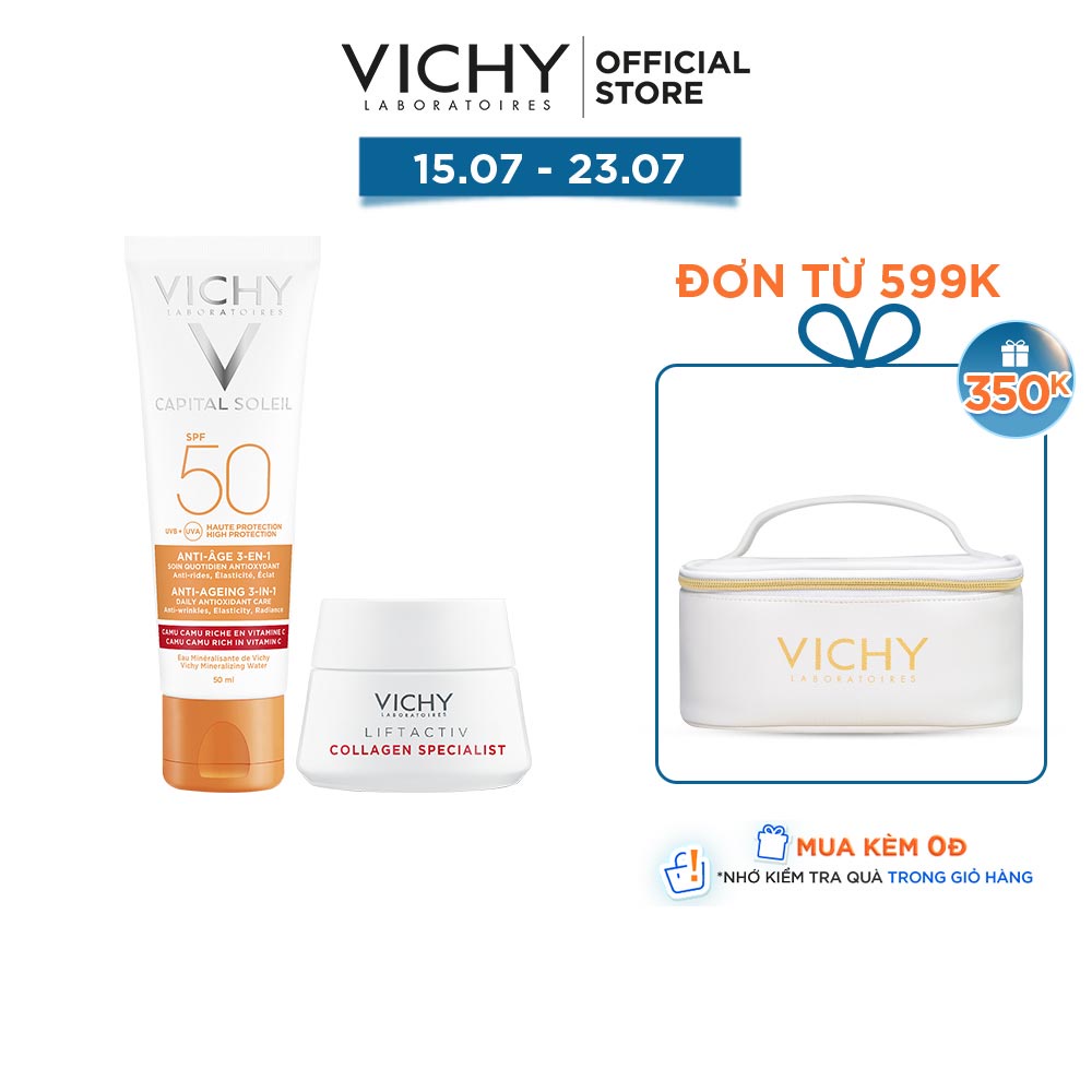 [Mã FMCGMALL giảm 8% đơn 250K] Bộ kem chống nắng và ngăn ngừa các dấu hiệu lão hóa Vichy
