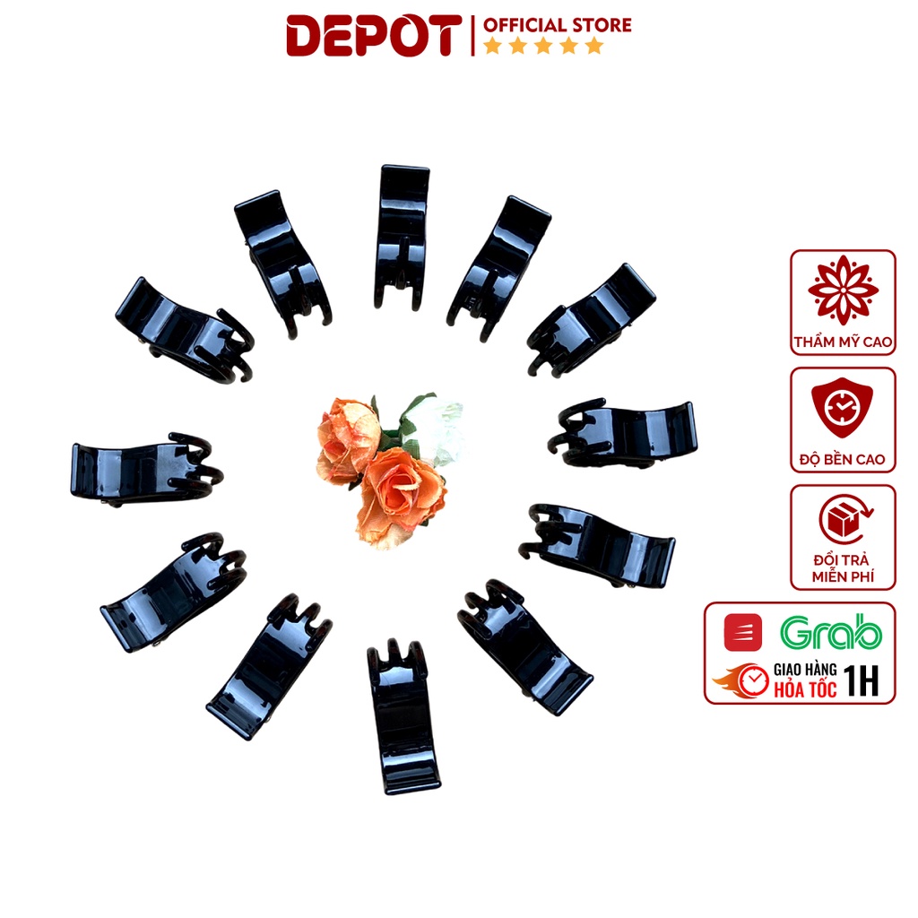 Set kẹp càng cua 3 răng 5 răng màu đen DEPOT, kẹp tóc càng cua tạo xoăn nhẹ phong cách Hàn Quốc