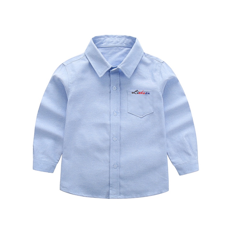 Áo Sơ Mi Dài Tay Màu Sắc Đơn Giản Cho Bé Trai Từ 2-10 Tuổi