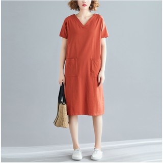 Váy đầm cotton cổ tim dáng suông