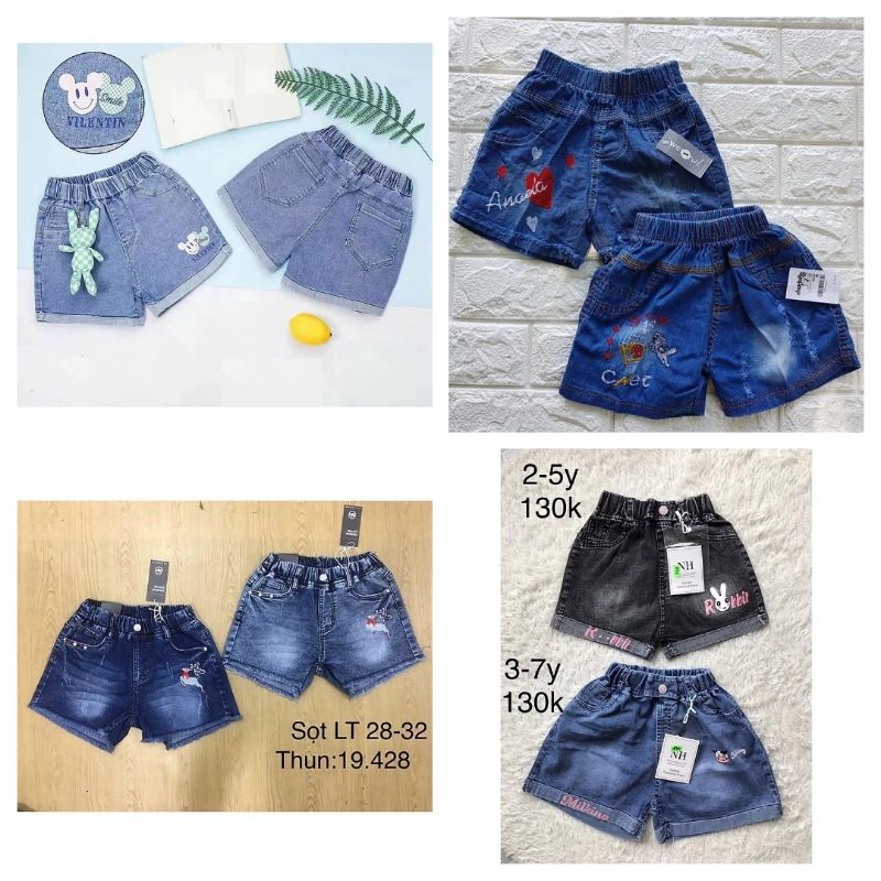&lt;Size 10kg-35kg&gt; Quần short Jean, quần bò cho bé trai, bé gái mặc nhà hay đi chơi siêu thoải mái