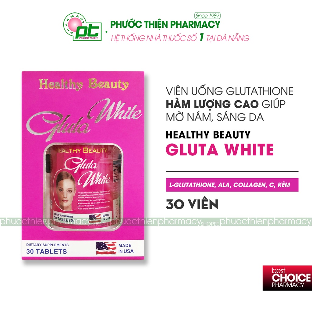 ✅Viên uống trắng da Glutathione giúp làm mờ nám, sáng da HB Gluta White 30 Viên - Viên uống đẹp da glutathion