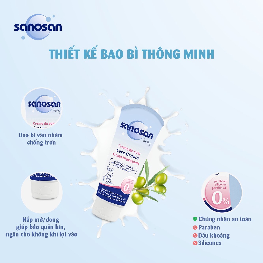 Kem dưỡng ẩm Sanosan cho bé, chiết xuất olive hữu cơ