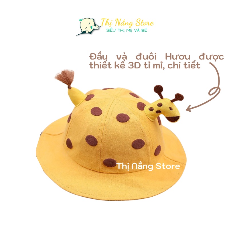 Mũ vành cho bé hình Hươu cao cổ 3D siêu hót 1-3 tuổi, Nón tai bèo hình Hươu 3D cho bé Thị Nắng Store