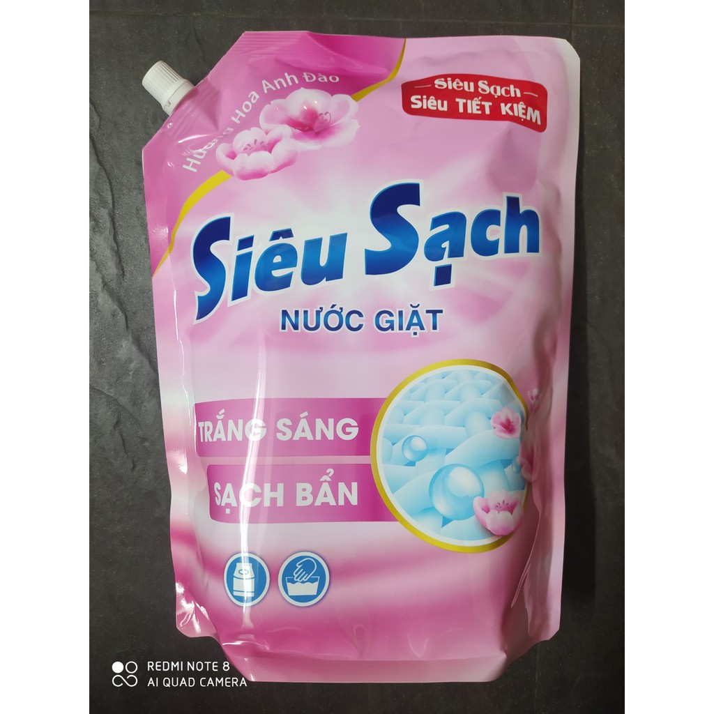 Túi nước giặt Lix Siêu Sạch 2.4kg hương Hoa Anh Đào [mẫu mới 2021 tiết kiệm]