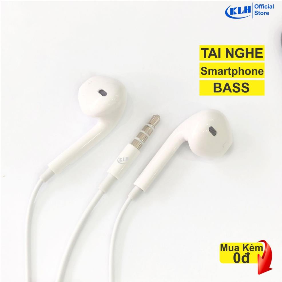 Tai nghe jack tròn 3.5 mm bass mạnh nghe hay, tương thích iphone, oppo, samsung, máy nghe nhạc KLH Store