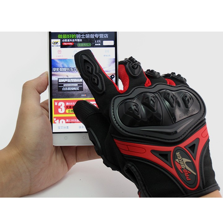 găng tay dài ngón cảm ứng điện thoại probiker + tặng kèm khăn đa năng trị giá 15k
