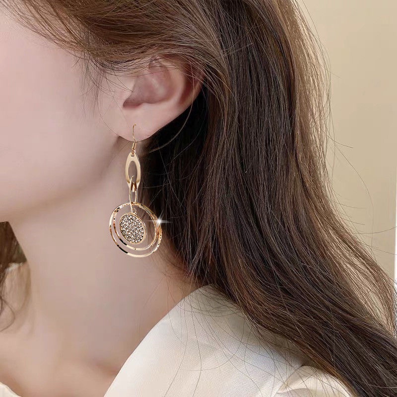 Bông Tai Mạ Vàng Mặt Hình Tròn 2021 Thời Trang