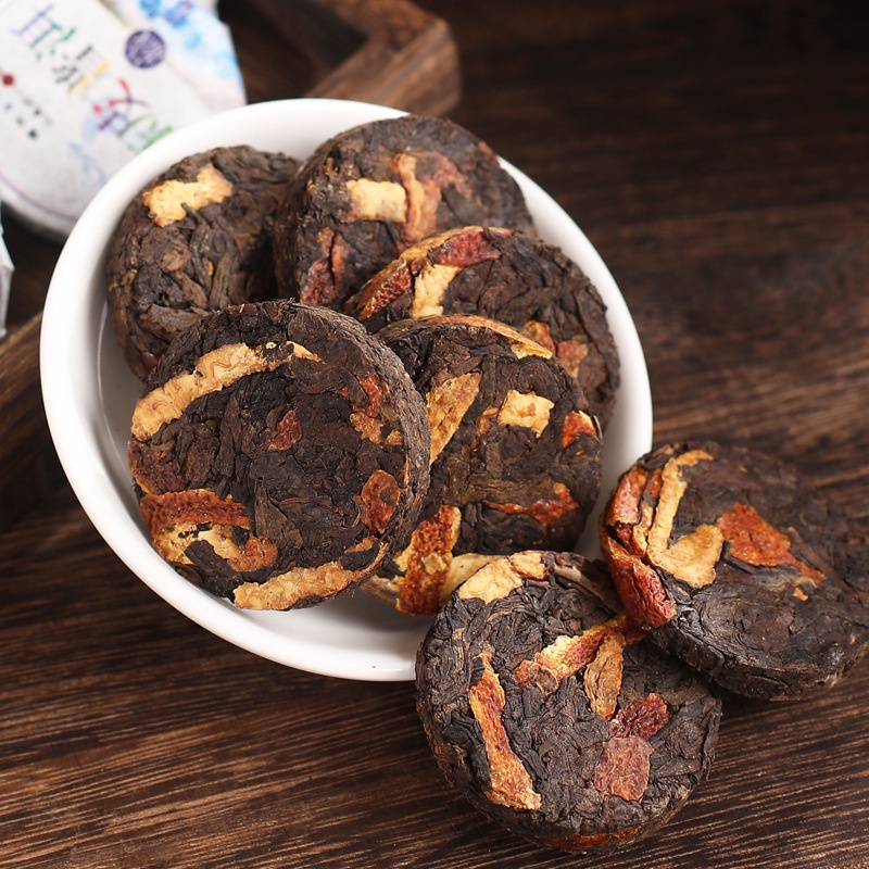 Trà Phổ Nhĩ Chín Vỏ Quýt Mãnh Hải Vân Nam (chia gói nhỏ 50 gram dùng thử)
