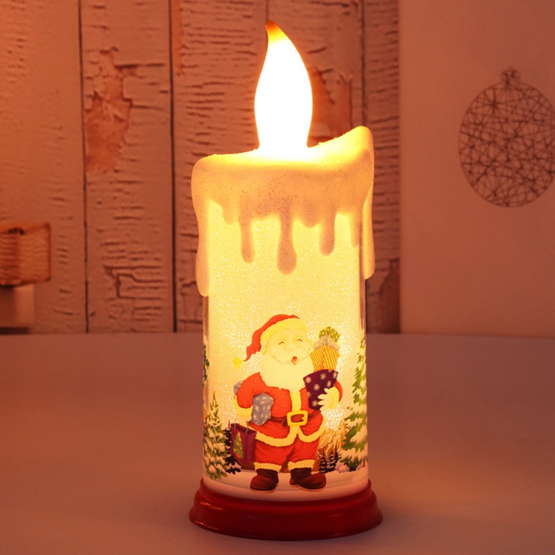 Đèn LED Giả Nến Hình Ông Già Noel Người Tuyết Phong Cách Mới Dùng Trang Trí Giáng Sinh