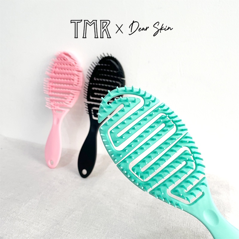 TMR Lược Gỡ Rối, Chải Tóc Ướt, Mát Xa Da Đầu Tiện Dụng Hair Comb Brush 3 Màu Xinh Xắn_Hồng_Đen_Xanh