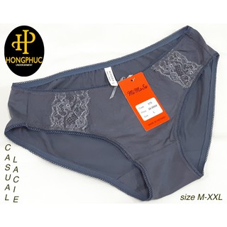 [Mimosa Casual Lacie] QUẦN LÓT NỮ COTTON TRƠN LƯNG THUN NHÚNG VIỀN REN 2 BÊN HÔNG MẶT TRƯỚC