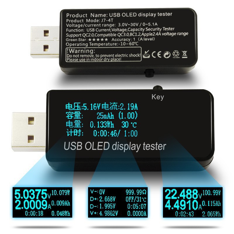 USB 7-t thiết bị đo dòng test sạc điện thoại