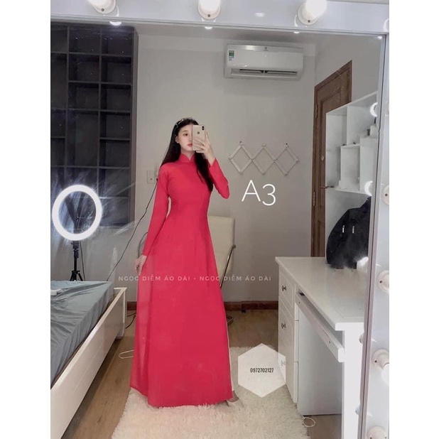 ÁO DÀI LỤA TRƠN TÀ CHỮ A KÈM QUẦN LỤA CÙNG CHẤT