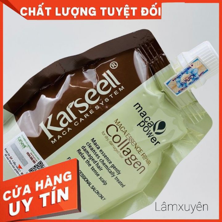 Hấp dầu kem ủ Karseell túi 500ml collagen giá rẻ phục hồi giữ màu tóc hư tổn siêu mềm mượt