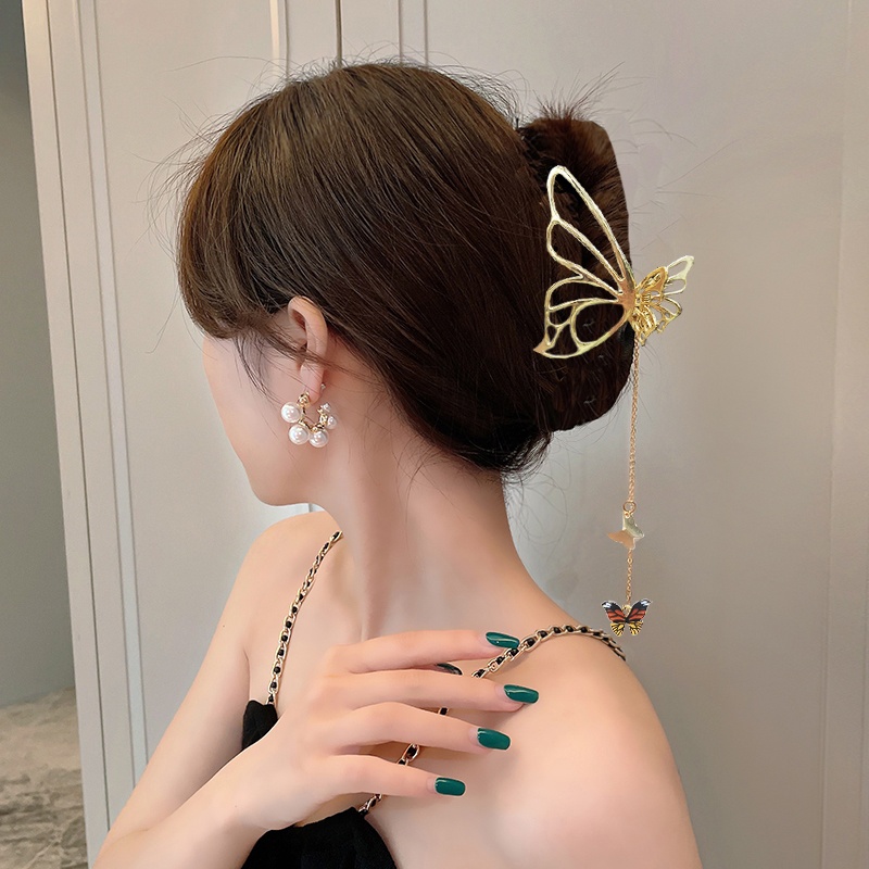 Kẹp tóc Haimeikang kim loại đính đá và ngọc trai nhân tạo thời trang