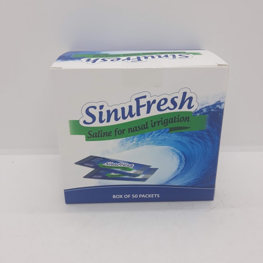 Muối rửa mũi xoang - Sinufresh của Cát Linh - hộp 50 gói hỗn hợp muối biển nano - vệ sinh mũi, giảm nghẹt mũi