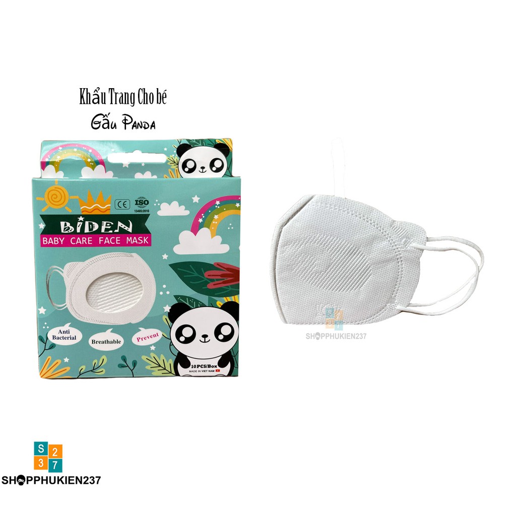 Khẩu trang y tế 3 lớp Gấu trúc Panda 1 bịch 10 cái dành cho bé 2 đến 8 tuổi