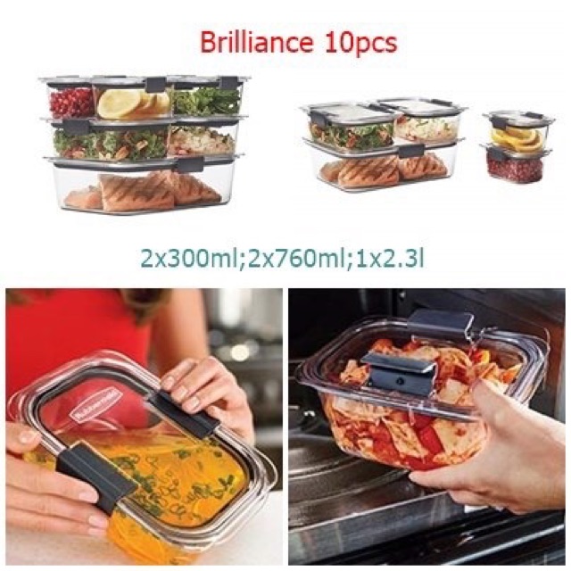 Bộ hộp Rubbermaid brilliance 10 chi tiết - 5 hộp