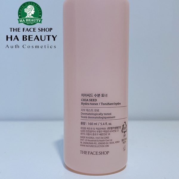 Nước hoa hồng dưỡng ẩm trắng da se khít lỗ chân lông chống lão hóa The Face Shop Chia Seed Advanced Hydro Toner 160ml