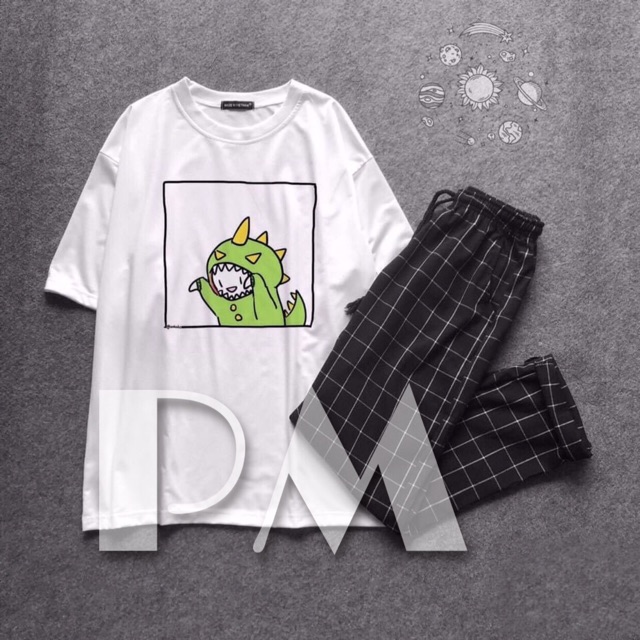 Sét áo 3D các hình+ quần karo nhỏ