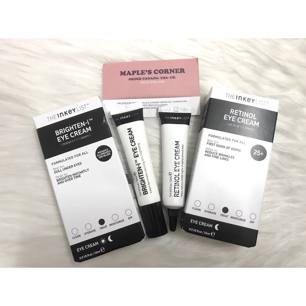 (bill US) Kem mắt The Inkey List Retinol - Brighten - Caffeine Eye Cream