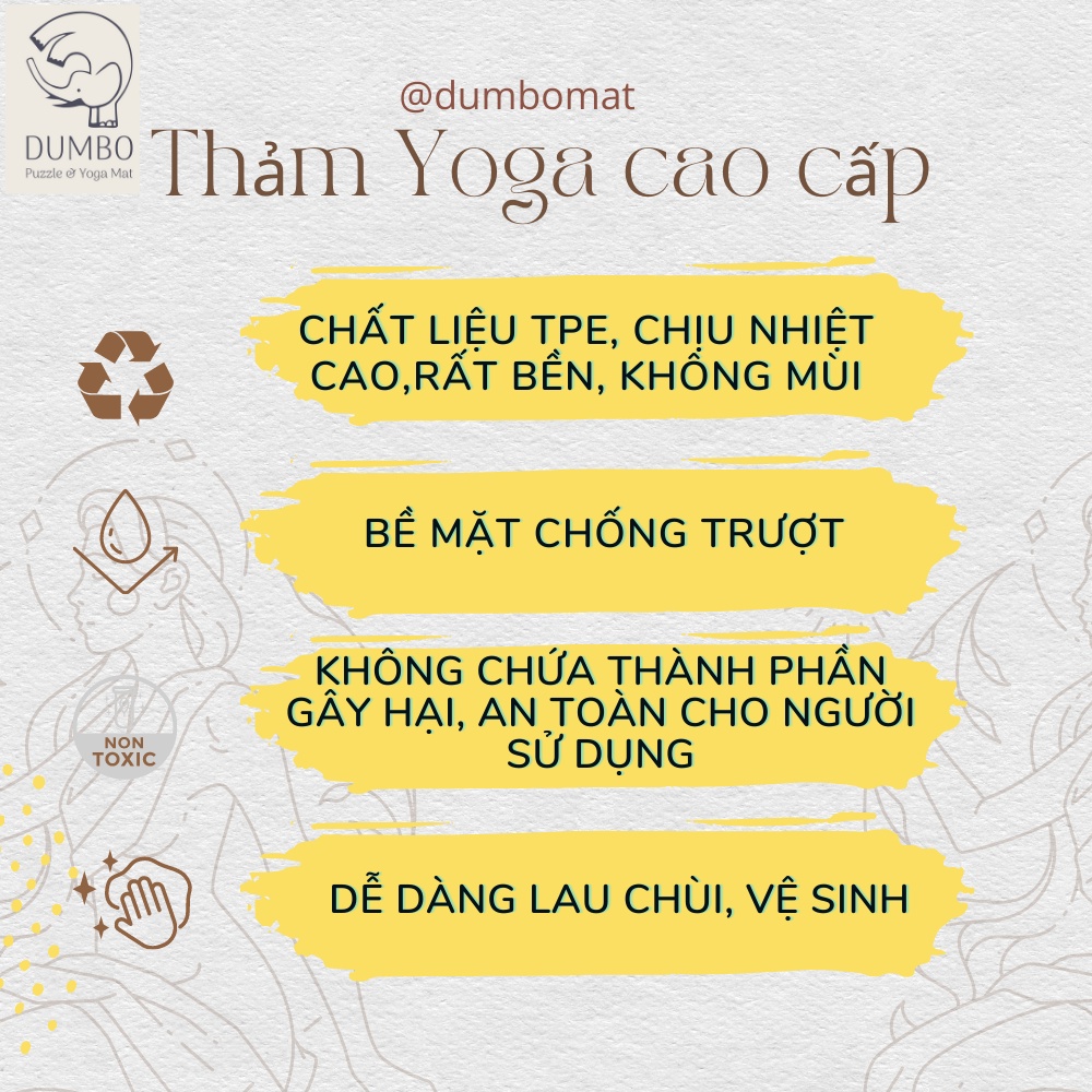 [thảm cao cấp SX tại VN] Thảm Tập Yoga DUMBO MAT TPE 2 Lớp | Thảm Tập Yoga