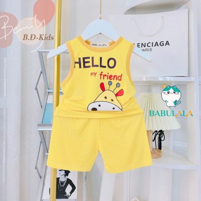 Đồ Bộ Minky Mom Bé Trai Bé Gái Ba Lỗ Mùa Hè Vải Thun Lạnh-Đồ Bộ Sát Nách Trẻ Em 0 1 2 3 4 5 TuổI-BABULALA-BL08
