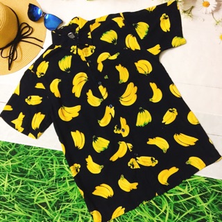 (Bigsize đến 150kg) Áo sơ mi trái cây quả chuối