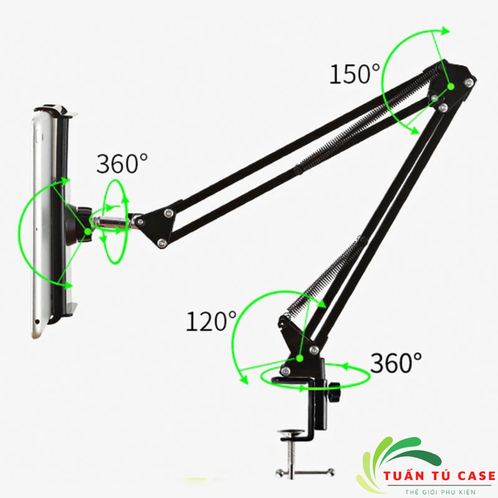 Giá đỡ ipad kẹp đầu giường giá đỡ kẹp điện thoại máy tính bảng cạnh bàn chống tê mỏi tay vai gáy - Tuấn Tú Case